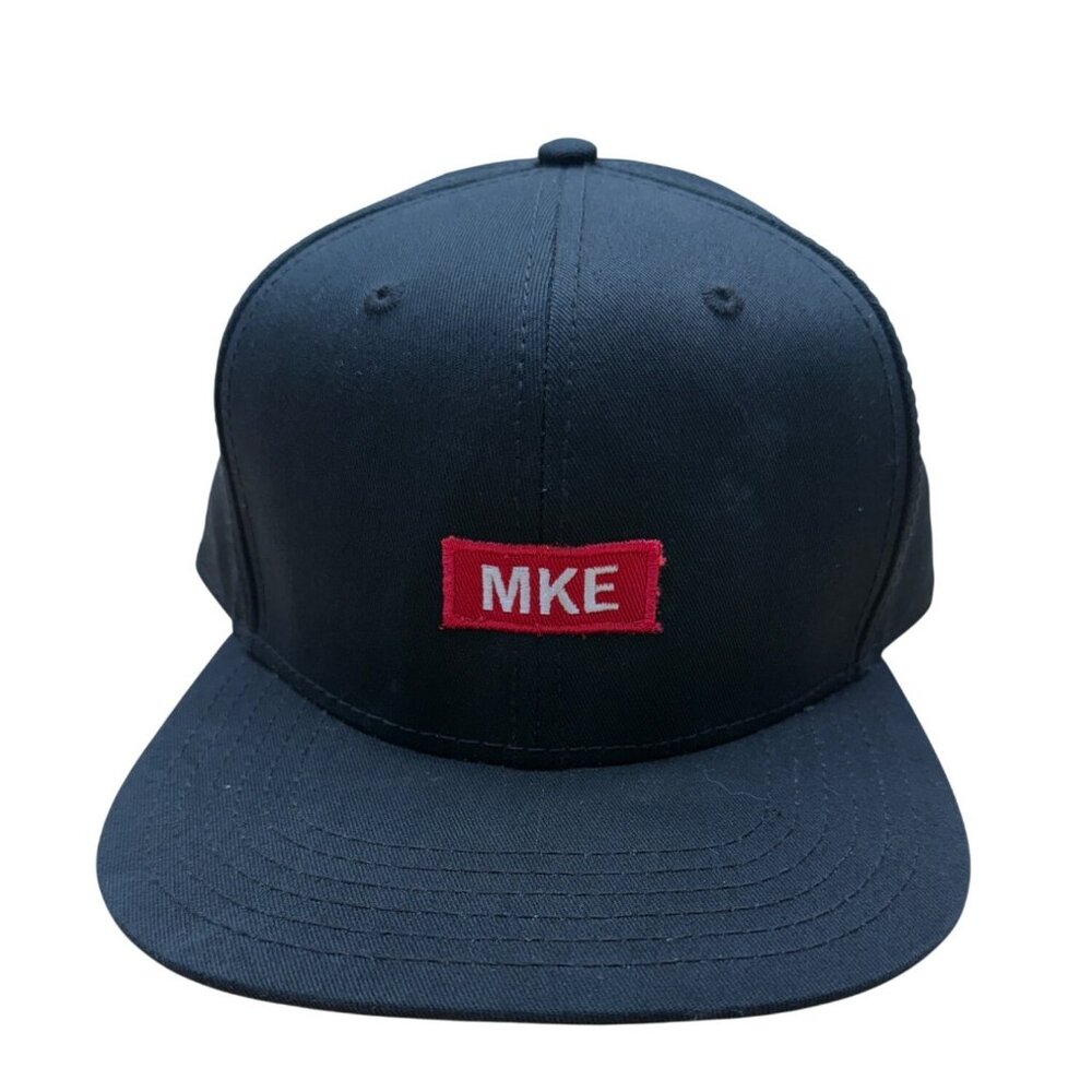 Fahrenheit headwear Black Baseball Cap With MKE Red Patch Front Adjustable Snapb